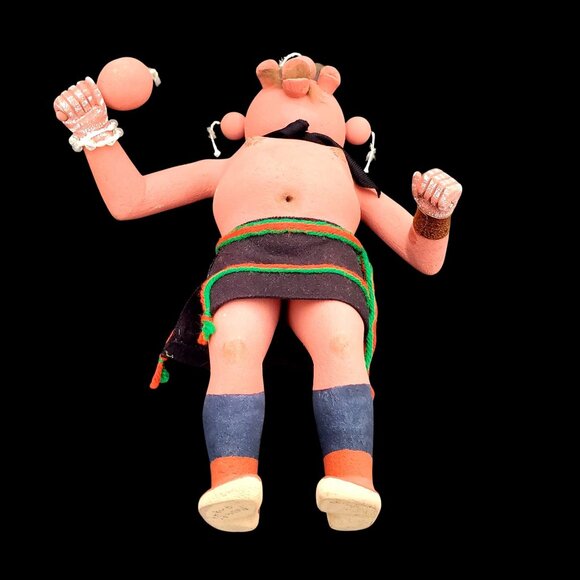 Vintage Zuni Hopi Katsina Mudhead Carved Wood Kachina Doll With Rattle by Ross - Picture 5 of 11